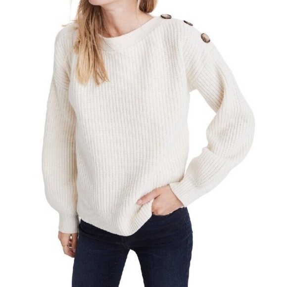 Madewell Sweaters - Madewell Boatneck Cream Wool Sweater